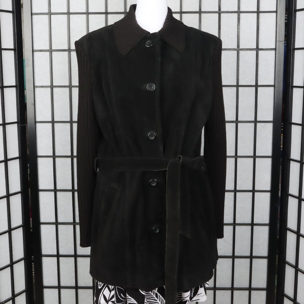 Vintage Vakko Suede & Knit Coat - Picture 2 of 10